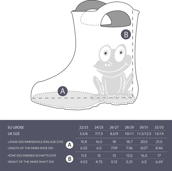 Ladeheid LA-CA-Frog Kinder Regenlaarzen - Rubber - Licht - EVA - Geel - 22/23