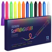 TrenDingz® Schminkstiften - Schmink Set Krijtjes - 12 Stuks Kleuren - Fluoriserend - Glow-In-The-Dark