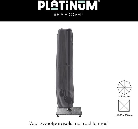 Foto: Platinum aerocover zweefparasolhoes h250x55 60 tot 3 5m en 3x3m met rits en stok ademend waterproof hoge kleurechtheid