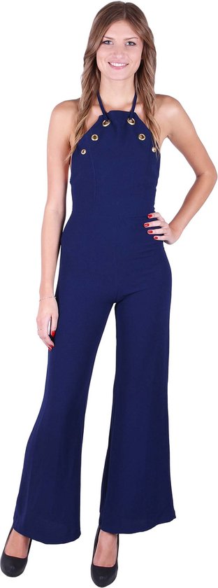 John Zack Marineblauwe jumpsuit, open rug
