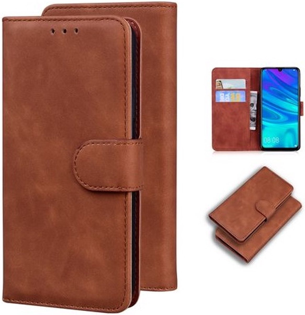 Huawei P Smart Hoesje Met Pasjeshouder Bookcase Bruin