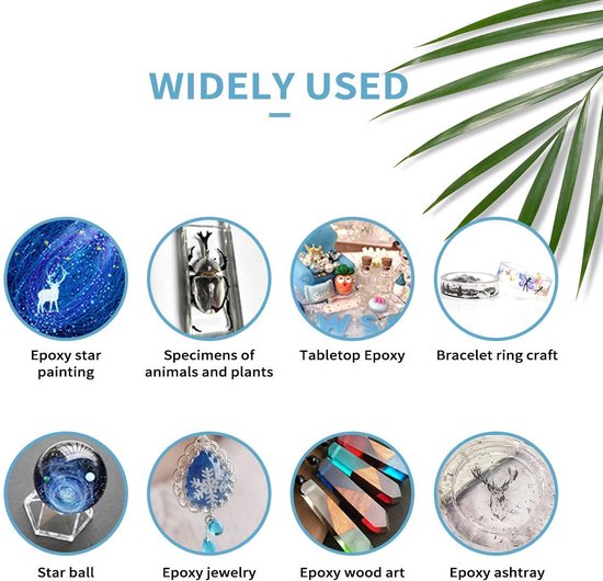 Epoxyhars 1000 ml, 1:1 giethars, 2-delige epoxyhars-set, voor beginners, maatbekers en kunststof schrapers voor kunst, handwerk, sieraden, riviertafels