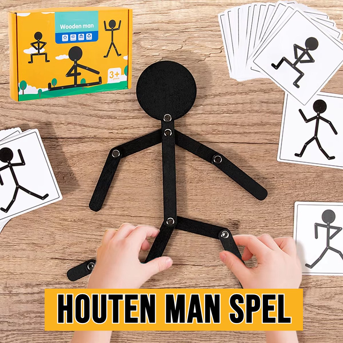 Allernieuwste.nl Montessori Bewegend Mannetje Spel Hout Educatief Speelgoed voor Kinderen 2-5 Jaar ##