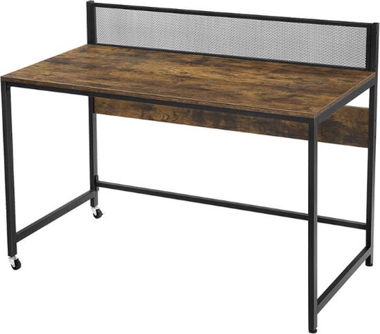 MIRA Home - Bureau- Bureau op wielen - Bruin - Zwart - Spaanplaat - Metaal - 120x60x94