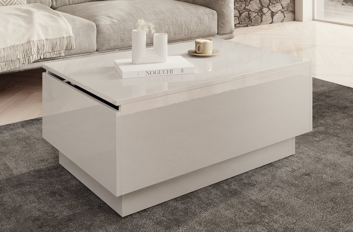 MEUBELLA Salontafel Micha - Hoogglans wit - 90 cm