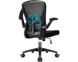 Durrafy Bureaustoel - Ergonomische Bureaustoel - Verstelbare Kantoorstoel met Lendensteun & 90° Opklapbare Armleuningen | Mesh Zitting & Stille Rolwielen | Hoogteverstelling, Capaciteit Tot 130kg，Stijlvolle zwarte - ideaal voor thuis én kantoor