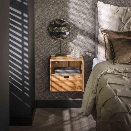Petra nachtkastje met 2 lades, walnoot decor