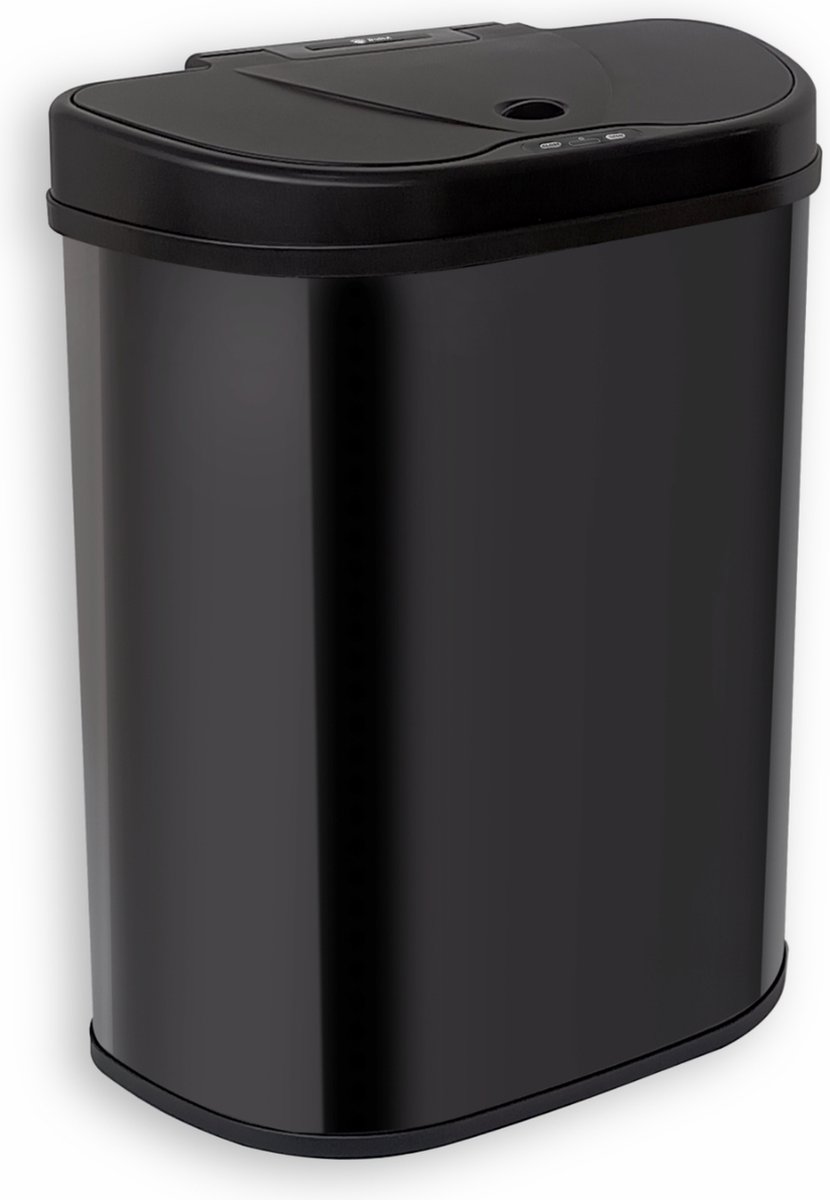 Rijoka Prullenbak met Sensor Dubbel – 70 Liter – 2x35Liter – RVS – Soft Close – Vingerafdrukvrij – Modern Design – Zwart