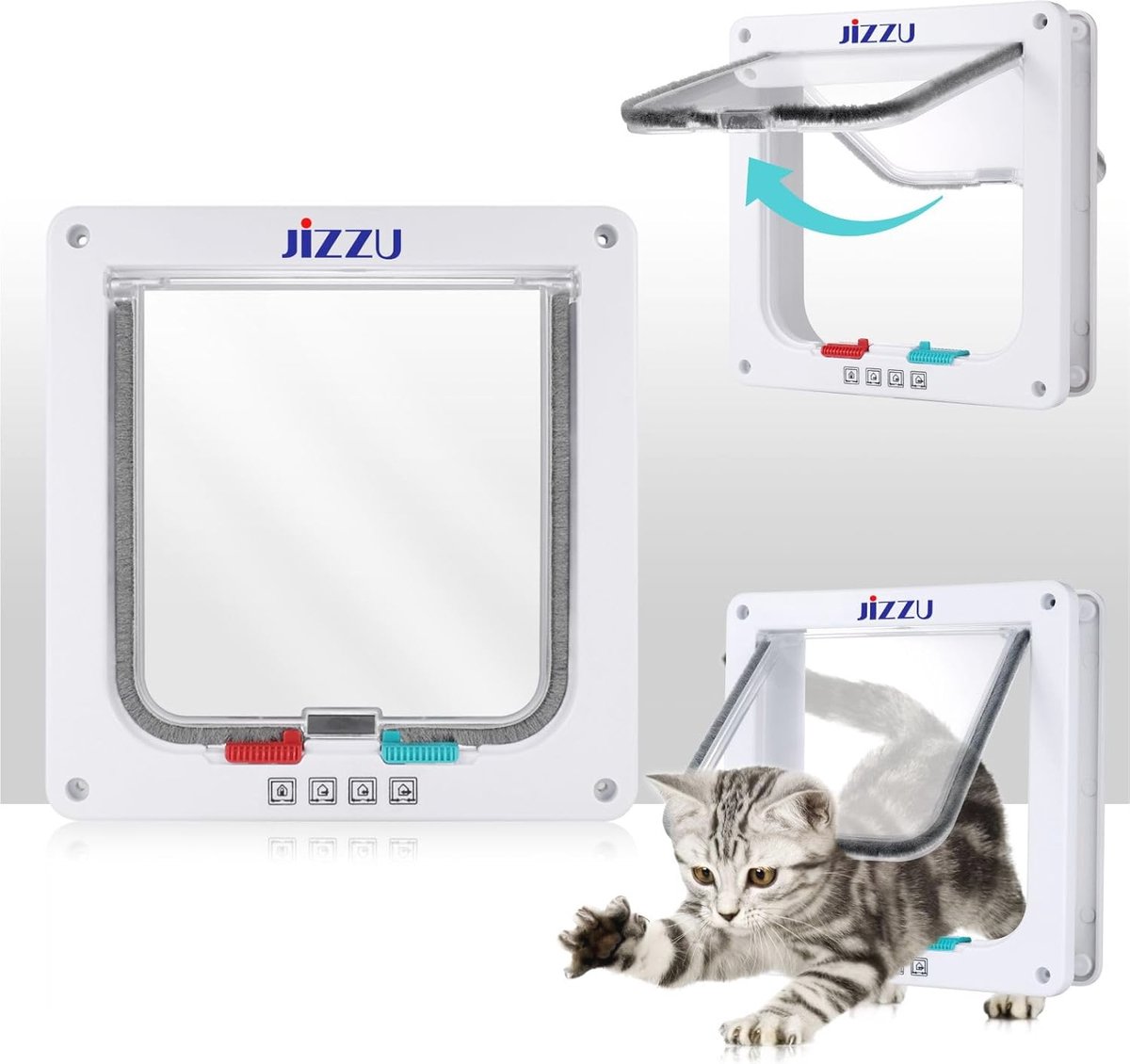 Bol.com Kattenluik met 4-voudige vergrendeling - Weerbestendig huisdierdeur voor katten en honden (24,8 x 23,4 cm) aanbieding