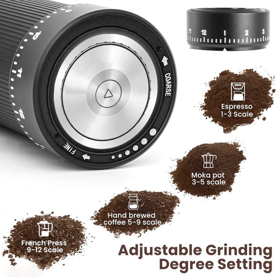 KINGrinder K6 Moulin à café manuel avec 200 degrés de mouture réglables pour Aeropress, French Press, Drip, Expresso, capacité 25-35 g