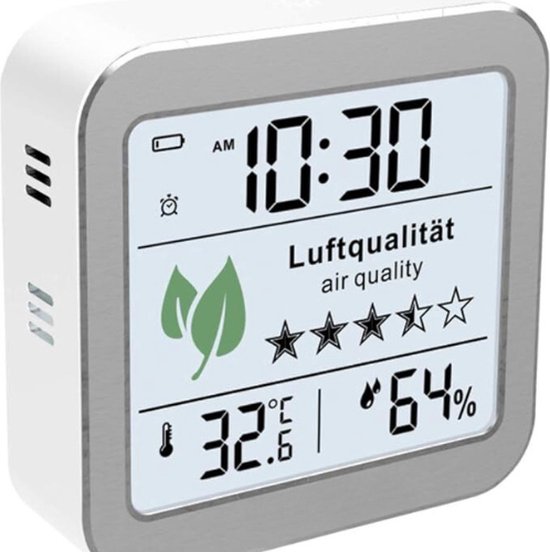 Compteur de CO2 - Compteur de qualité de l'air - Moniteur de CO2 - Portable - Thermomètre - Hygromètre