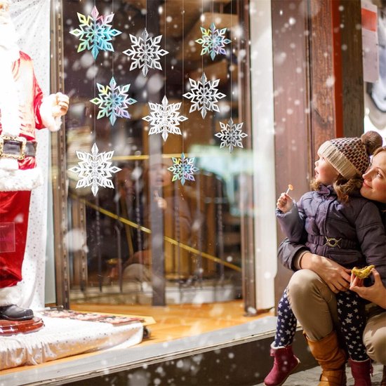 Jojoy - Guirlandes de Noël avec flocons de neige scintillants - Décoration de Noël - Guirlande de Noël - Noël - Neige - 6x Flocon de neige de différentes tailles - HOLOFLAKE