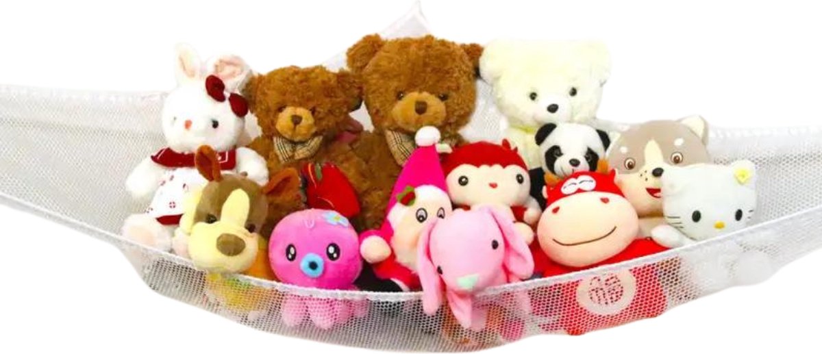 Nivard Knuffel Net - Hangmat - Speelgoed - Opbergsysteem - Hangmat Voor Knuffels - Organizer - Wit