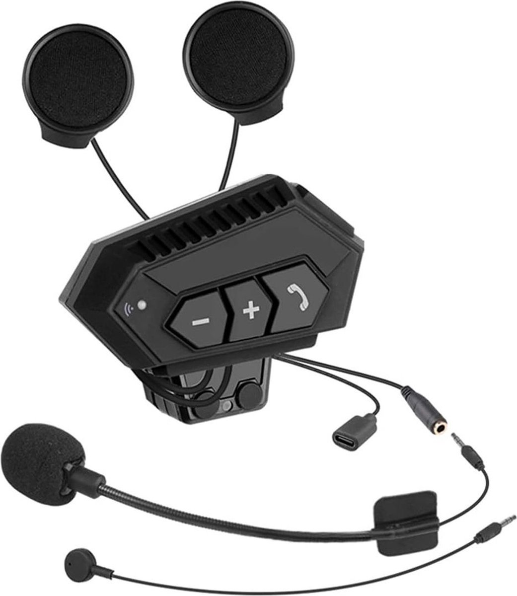 White-label Motorhelm Headset - Intercom - Bluetooth - Zwart