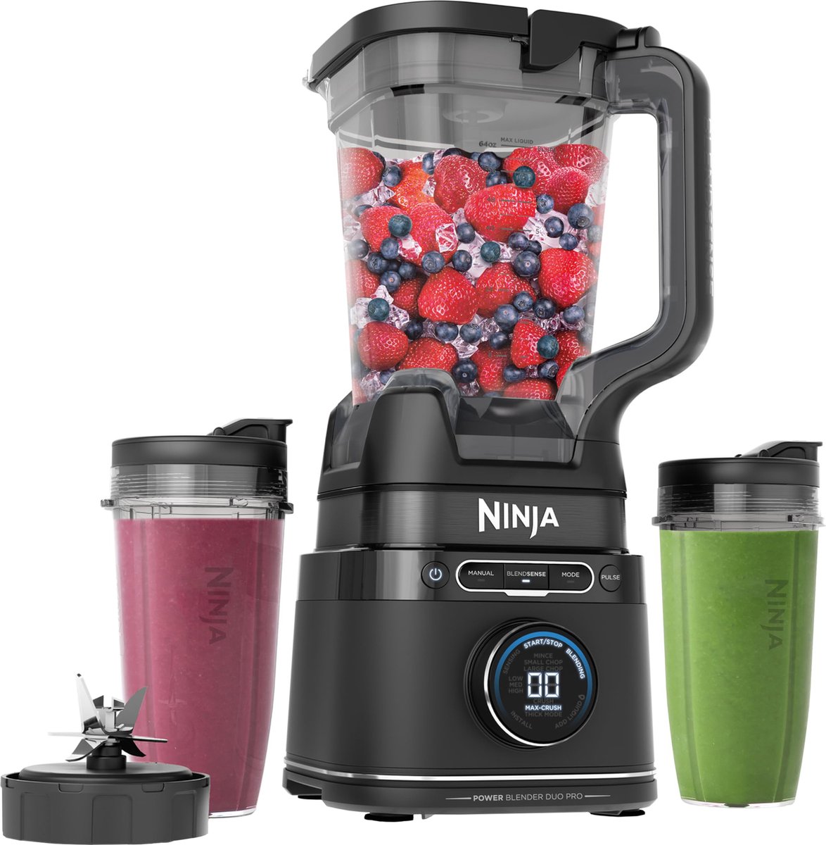 Ninja Detect 2-in-1 Blender en Smoothie Maker - BlendSense Technologie - 2024 Model - IJscrusher - 1200 Watt - TB301EU