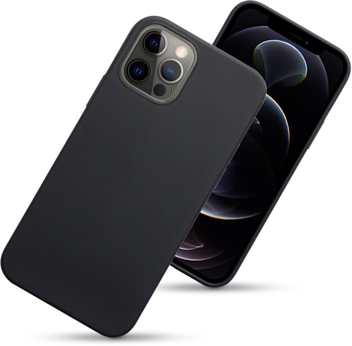 MobyDefend Hoesje - Geschikt voor Apple iPhone 12 / iPhone 12 Pro - TPU Backcover - Mat Zwart