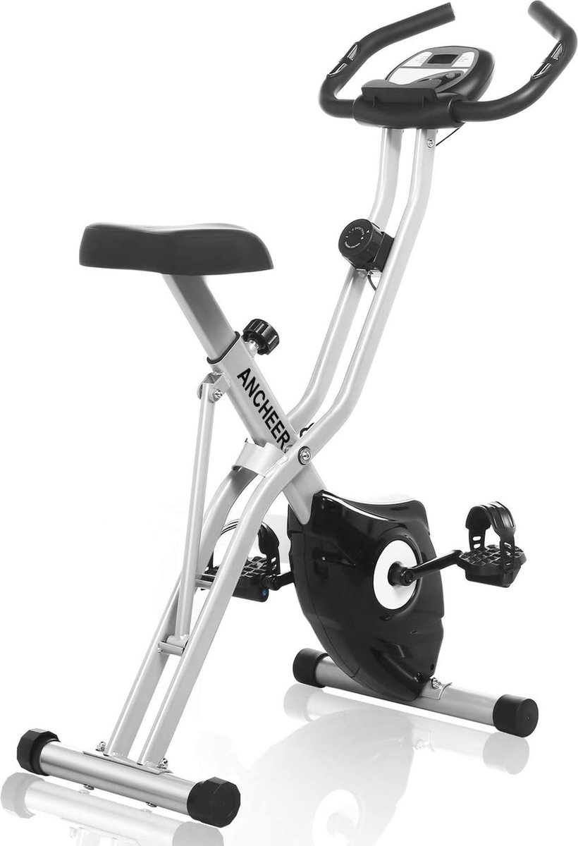 Opvouwbare hometrainer met app-simulatiespel – Indoor fitnessfiets met 10-niveaus magnetische weerstand & tabletstandaard