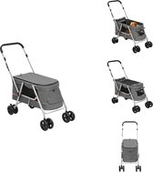 vidaXL Poussette pour chien - Pliable - Grillage respirante - Roues pratiques - Grijs - 100x49x96 cm - Sac de transport