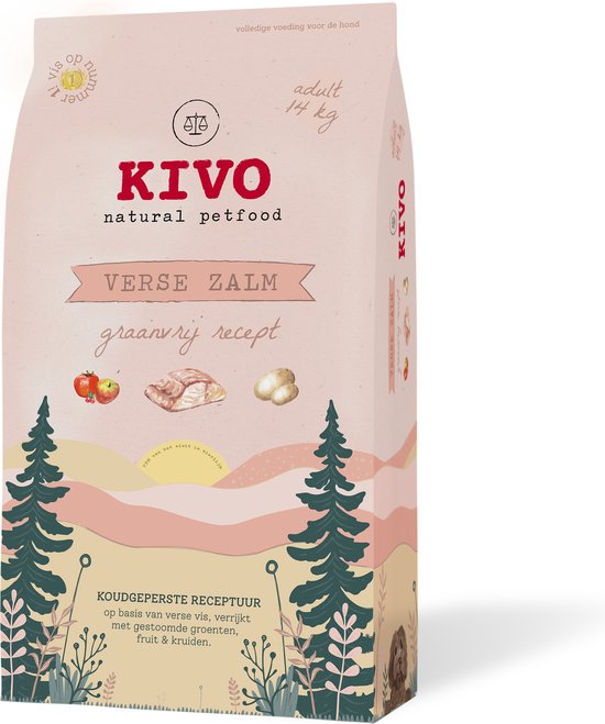 Kivo Petfood Hondenbrokken Verse Zalm - 14 kg - Koudgeperst - Graanvrij