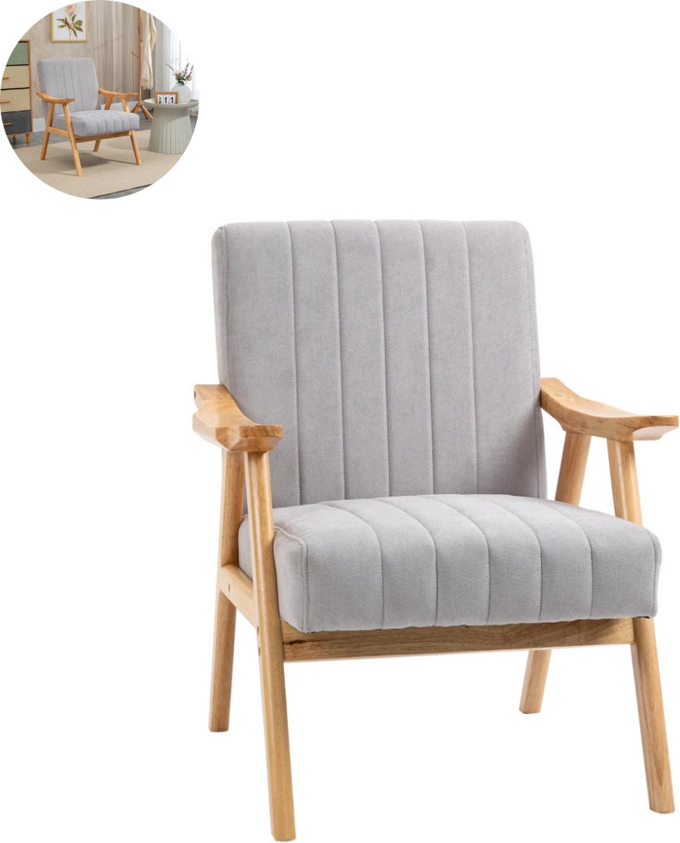 GranMaison Fauteuil - Relaxzetel - Relaxstoel - Relaxfauteuil - Stoel - Met armleuning - Voor één Persoon - 68B x 74D x 82H cm - lichtgrijs