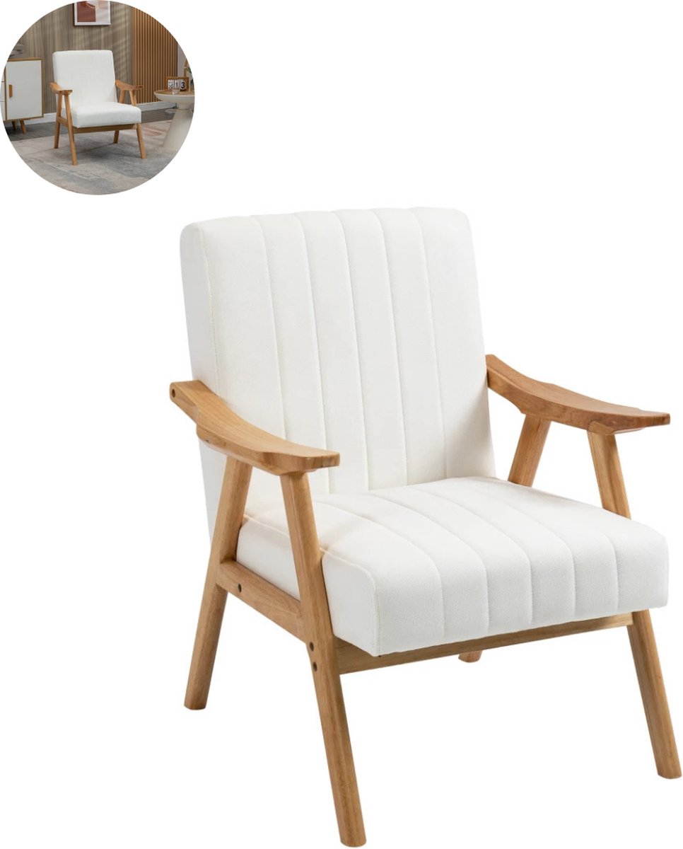 GranMaison Fauteuil - Relaxzetel - Relaxstoel - Relaxfauteuil - Stoel - Met armleuning - Voor één Persoon - 68B x 74D x 82H cm - Crème Creme