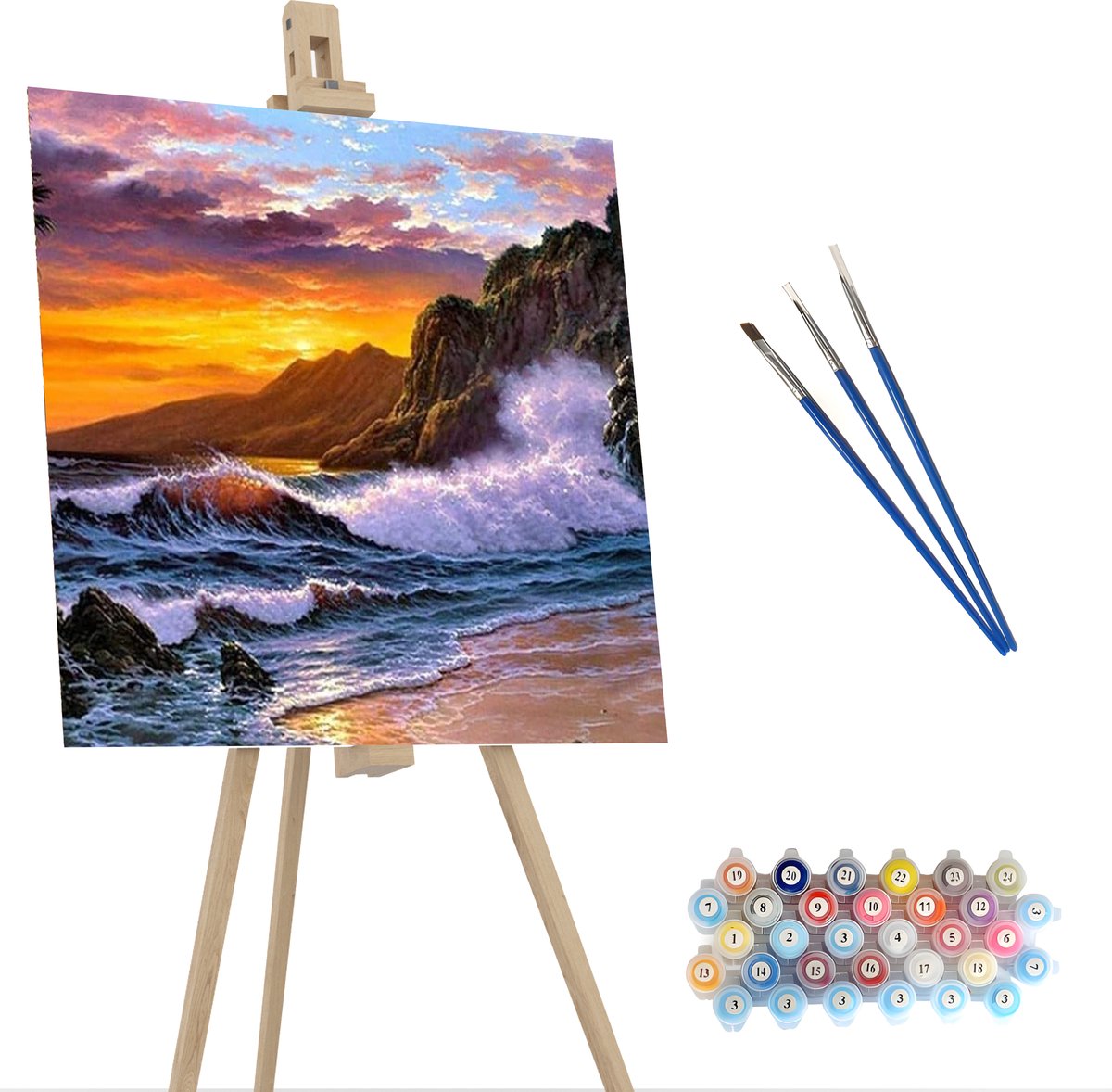 Landschap Schilderij - Schilderen Op Nummer – Incl. 3 Penselen En Geschenkverpakking - Schilderen Op Nummer Dieren - Schilderen Op Nummer Volwassenen – Canvas Schilderdoek – Kleuren Op Nummer - Paint By Number - 40x50 cm