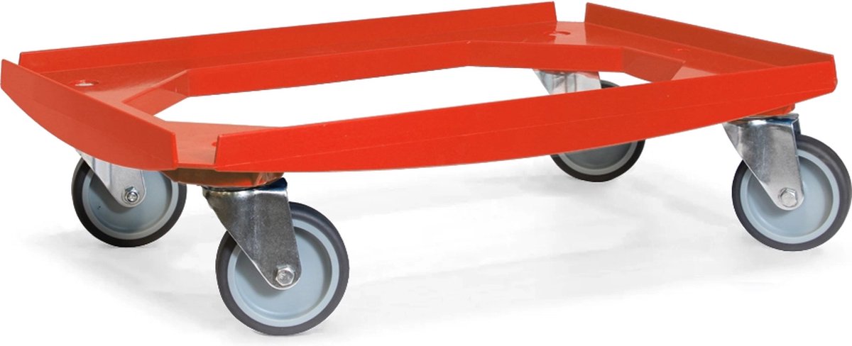 MESO Onderwagen Rolplateau ABS Rood - Laadvlak 600x400mm - Max 250kg - 4 TPR Zwenkwielen Ø100mm - Kratwagen - Transportplateau - Rolwagen Magazijn