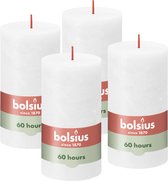 4 bougies piliers rustiques Bolsius blanches 68 (60 heures) Eco Shine Cloudy White