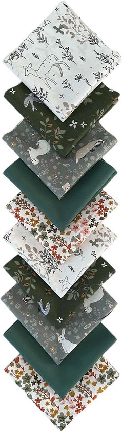 BINK Bedding - 10 patchs - Patchwork de courtepointe - Forrest 25 x 25 cm. Set = 10 patchs