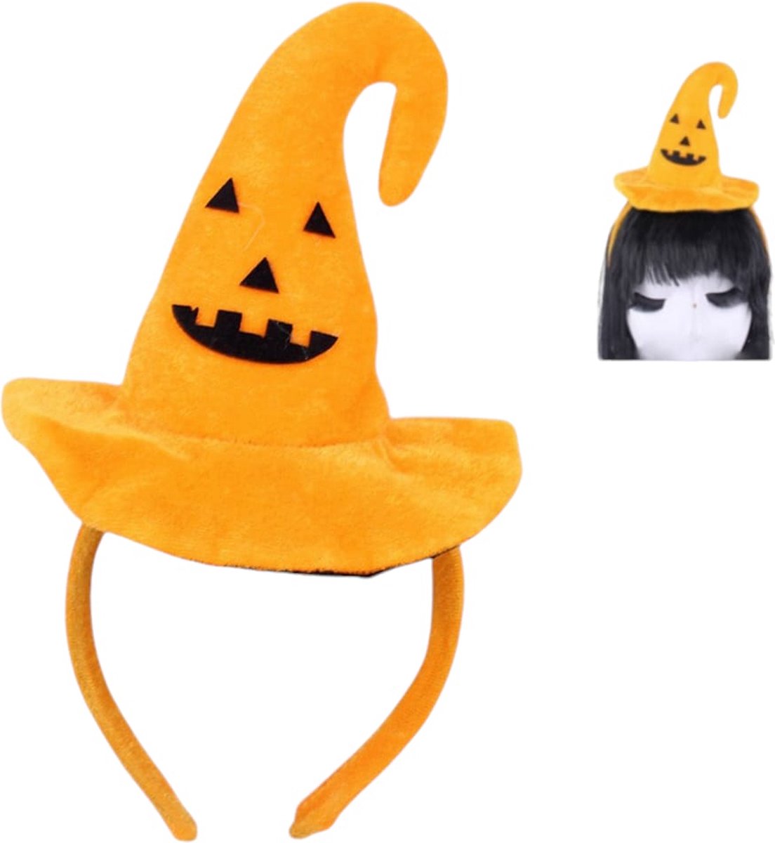 Haarband oranje pompoen muts -- Diadeem/ Tiara voor volwassen en kinderen Halloween - Haaraccessoire halloween feest- Verkleedpartij unisex