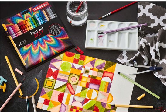 STABILO Pen 68 40 feutres - étui en métal