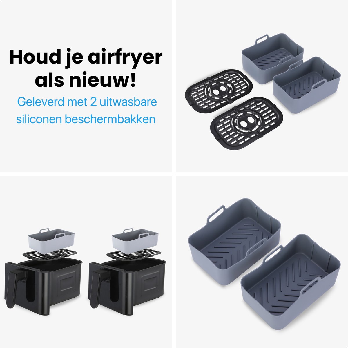 Afbeelding 3 van Luxari - Dubbele Airfryer XXL - Twee Kookvakken - 2800 Watt - 10 Programma's - Inclusief 2 Beschermende Siliconen Beschermbakken - 8 Liter - Digitale Thermometer - Dual Zone Technologie
