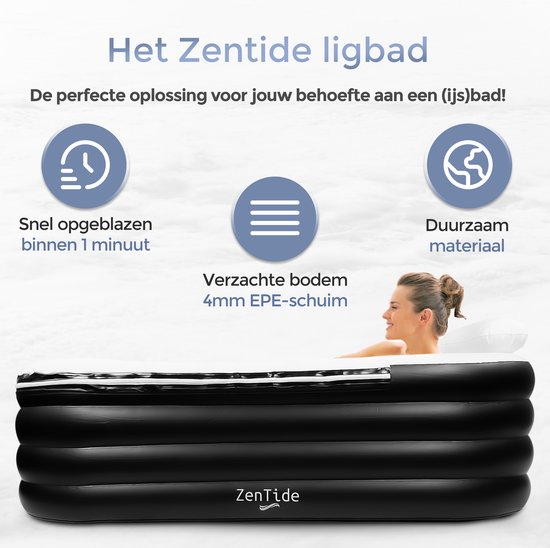 ZenTide Opblaasbaar bad - Ijsbad - Dompelbad - Opvouwbaar Bad - Ligbad ...