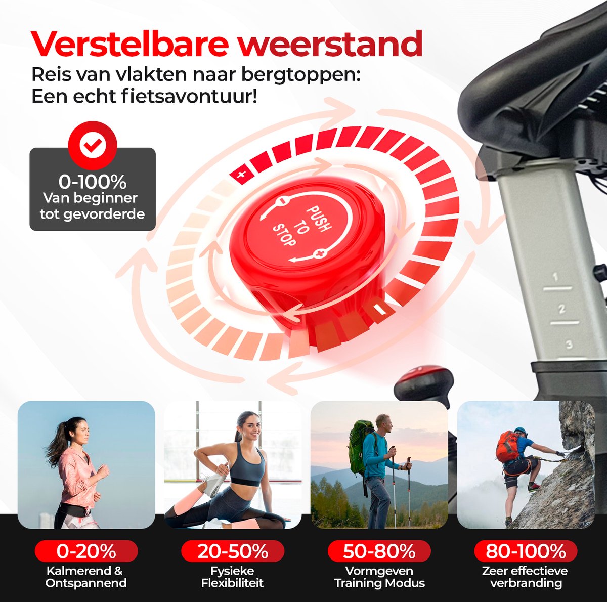 Afbeelding 2 van Lugia Hometrainer - Fitness Fiets - Led Display - Verstelbaar Zadel - 0-100% weerstand niveaus - Hartslagfunctie - Max 130kg - Extreem Stil
