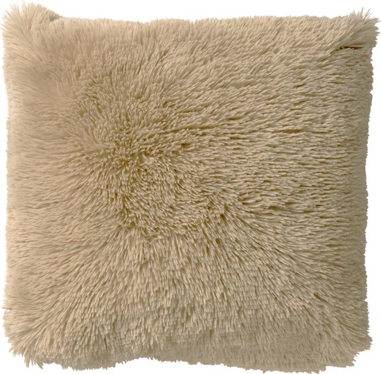 Foto: Dutch decor fluffy kussenhoes 60x60 cm superzacht xl kussensloop pumice stone beige met rits zonder binnenkussen