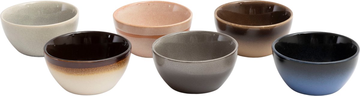 Studio Tavola Kleine Kommen Earth - Diverse Aardetinten - Set van 6 Ø 10 cm - Aardewerk - Vaatwasser- & Magnetronbestendig — afbeelding 1