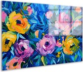 Bloemen glasschilderijen - Natuur schilderij op glas - Schilderijen glas Bladeren - Schilderijen op glas industrieel - Plexiglas schilderij - Kunstwerken schilderij acrylglas 150x100 cm
