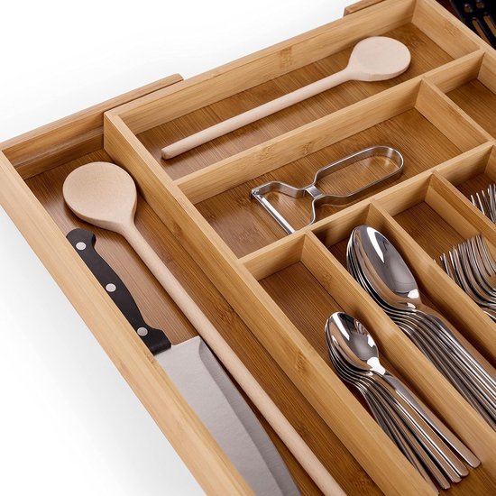 Relaxdays bestekbak bamboe, uitschuifbare besteklade als keuken organizer, besteklade 5 x 29-48 Relaxdays bestekbak bamboe, uitschuifbare besteklade als keuken organizer, besteklade 5 x 29-48