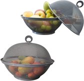 Corbeille à Fruits Avec Couvercle Anti-mouches - Panier En Métal Aéré, 27x27x25 Cm - Pour Cuisine, Pique-nique, Rangement Légumes
