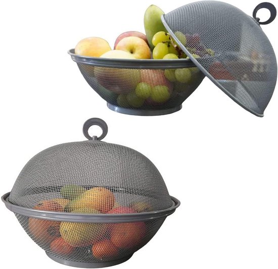Corbeille A Fruit Avec Couvercle Corbeille à Fruits Avec Couvercle En Forme De Pomme - Métal Vert 28,5cm - Protection Contre Les Insectes Corbeille à Fruits Sur Pied