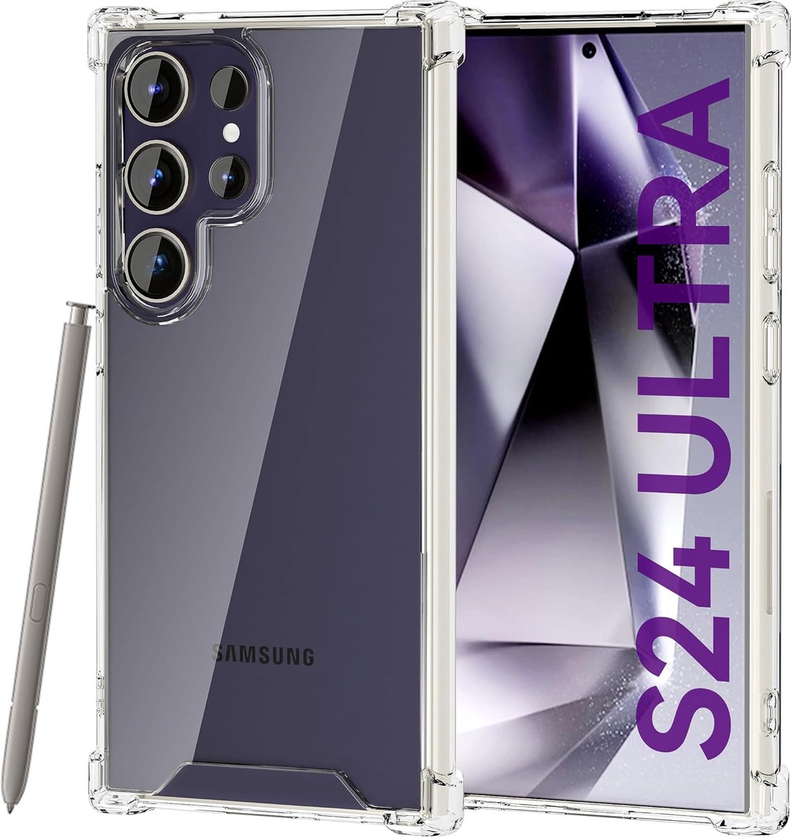 Hoesje geschikt voor Samsung S24 Ultra Transparant - Siliconen Hardcase hoesje geschikt voor Samsung S24 ultra - Kristal Helder