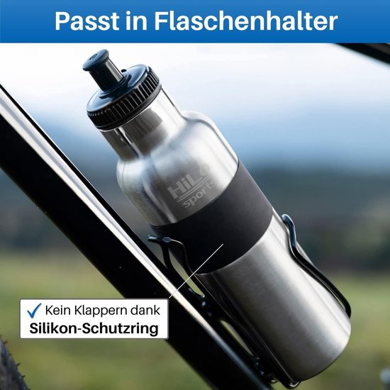 Geïsoleerde roestvrijstalen drinkfles voor fiets - 600 ml - houdt 12 uur warm - 24 uur koud - thermische fietsfles met 2 sluitingen