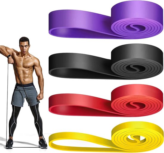 Pilates Bar Set, 6 x fitnessbanden weerstandsbanden met stang, handgrepen, deuranker, voetlussen, weerstandsbanden en draagbare handtas voor krachttraining thuis (roze-paars, max. 150 lbs, met