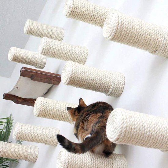 Sisal-touw voor katten, natuurlijk sisal-touw voor het vervangen van krabpalen van bomen, het mp-touw voor reparatie, herstel of krabber, accessoires voor thuis, 4 mm/6 mm diameter