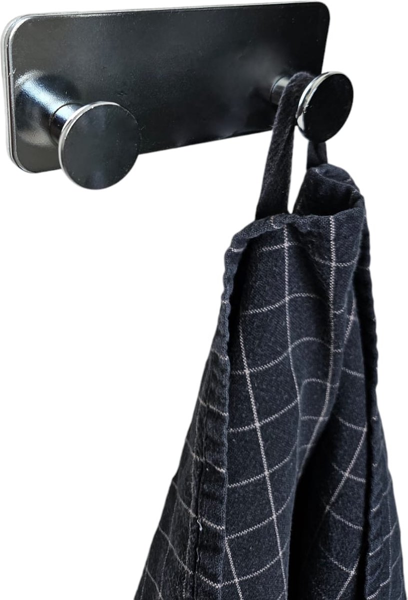 Handdoekhaak chroom met 3 M bevestiging- 2 knoppen Handdoek hanger- Haaks zonder boren| Badkamer| Keuken