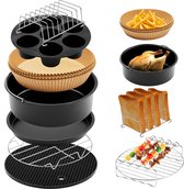 Airfryer Accessoires Complete Set - Ø 20cm - Geschikt voor Airfryer XL en XXL - 8 delig - Vivid Green