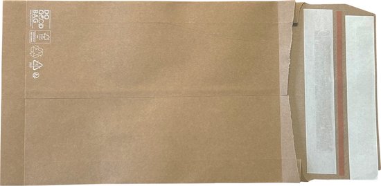 Kortpack - Sacs d'expédition en papier - 200 mm x 300 mm x 50 mm - 100 pièces - Marron - Do Good Bags - Avec double bande adhésive - (056.0350)