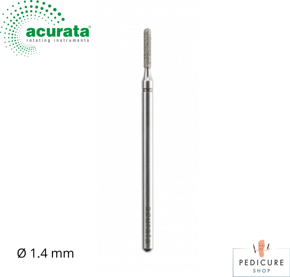 Diamant freesje Acurata - Cilinder Ø 1.4 mm - afgeronde top - Manicure/Pedicure -Diabetici -met freesbox voor 30 freesjes