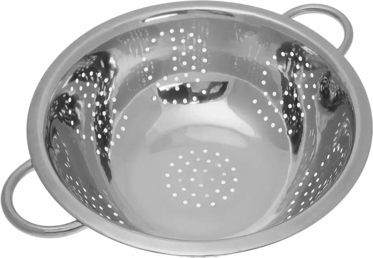 KINGHOFF Universele Roestvrijstalen Vergiet met Handgrepen Ø 28 cm Vaatwasmachinebestendig