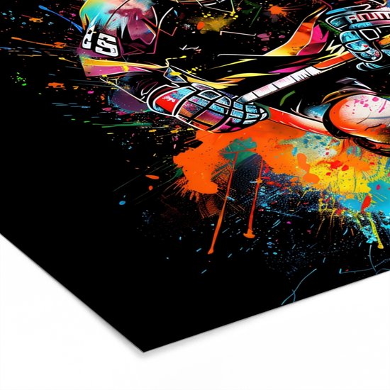 Affiche encadrée - Cadre photo 120x80 cm - Posters - Graffiti - Sport - Hockey sur glace - Hockey - Affiche encadrée noire - Décoration murale chambre ado - Décoration chambre ado - Accessoires chambre ado